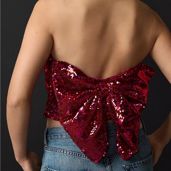 Anthropologie Hutch Bare Sequin Bow Top - Picture 8 of 14